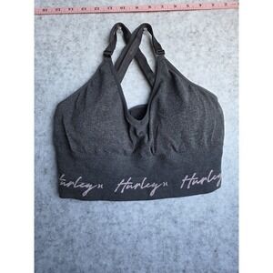 Hurley Women's Sports Bra L/G Gray Seamless Logo Band Adjustable Straps